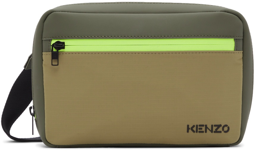 Kenzo Beige & Khaki Crossbody Messenger Bag Kenzo