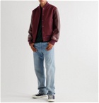 Golden Bear - The Albany Wool-Blend and Leather Bomber Jacket - Burgundy