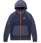 Nike - Shell-Panelled Fleece Zip-Up Hoodie - Blue