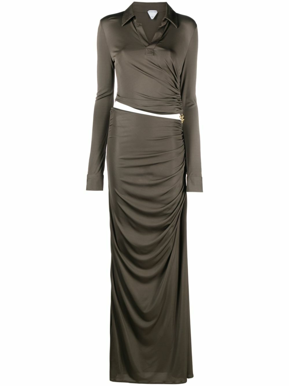 slim fit dress slacks BOTTEGA VENETA STRIPE WRAP DRESS GREEN/NAVY NEW SEASON PARLOUR X – Parlour X main image 1