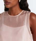 Staud Avi feather-trimmed silk top