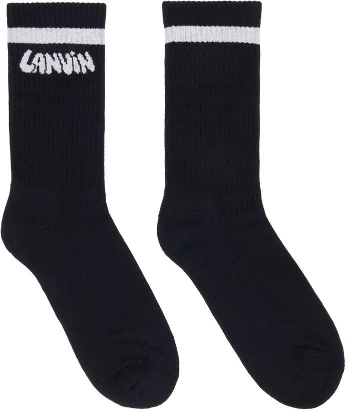 Photo: Lanvin Black 'Lanvin' Cotton Socks