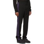 Lanvin Black and Purple Wool Band Trousers