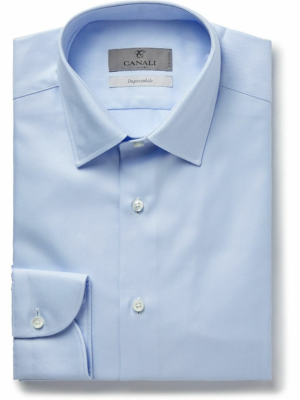 Photo: Canali - Striped Cotton-Twill Shirt - Blue