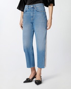 Pinko Mom Fit Jeans With Sheer Organza Inserts Light Vintage Wash