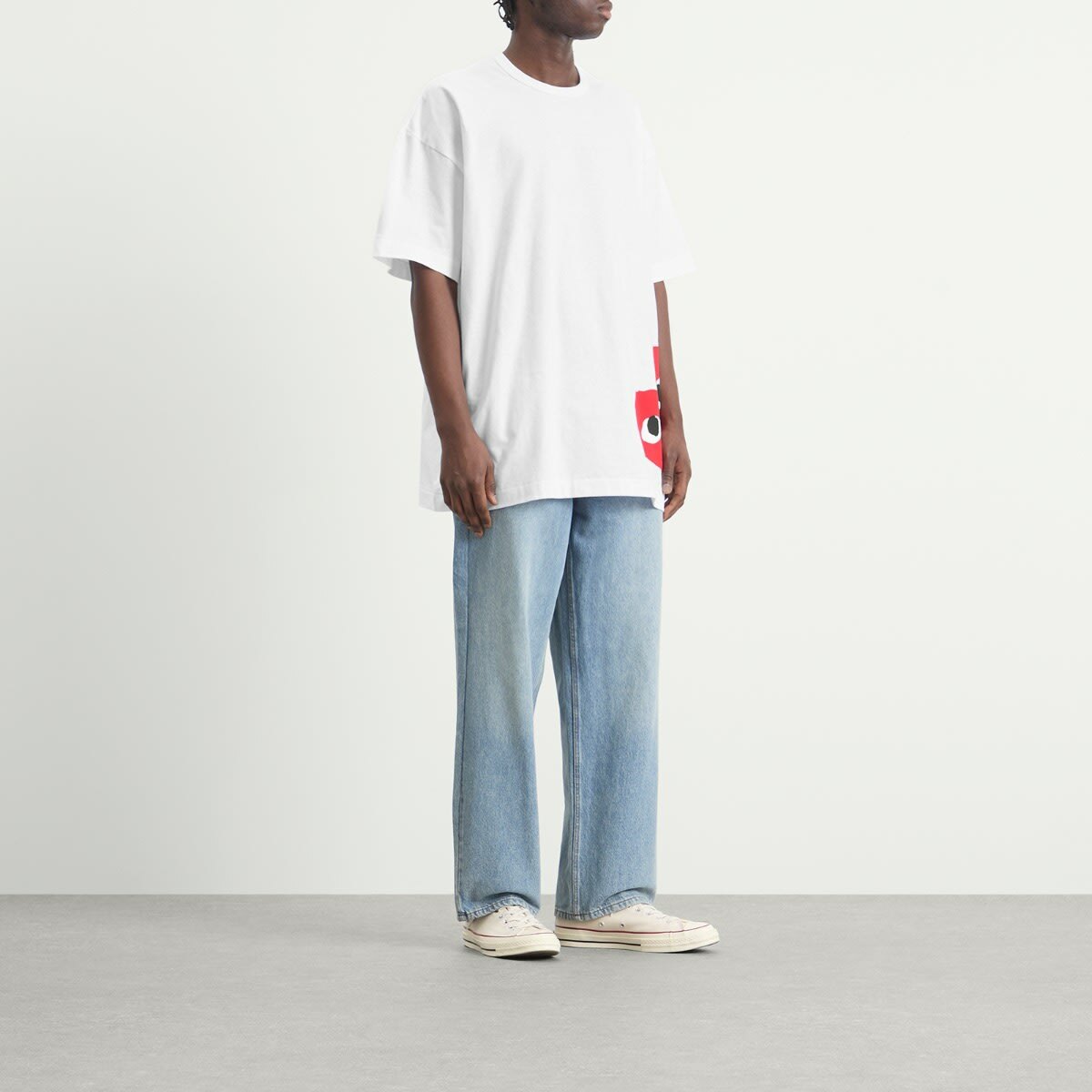 Comme des Garçons Play U T-SHIRT LOGO PRINT KNIT in White