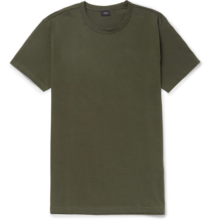 Photo: Onia - Johnny Printed Cotton-Blend Jersey T-Shirt - Men - Forest green
