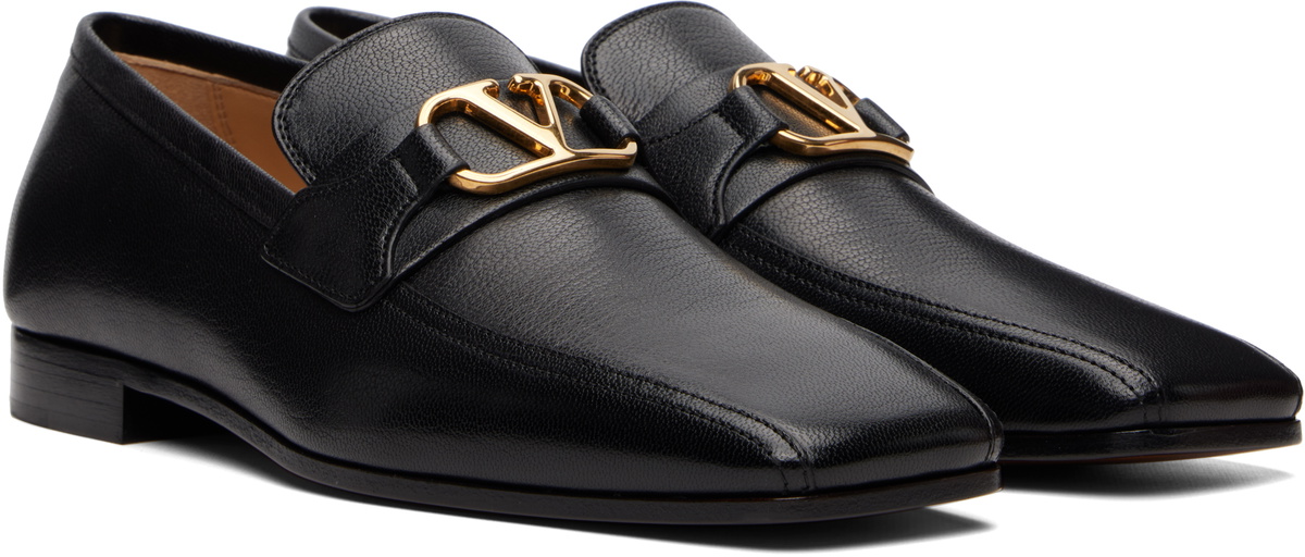 Valentino Garavani Black VLogo Signature Kidskin Loafers