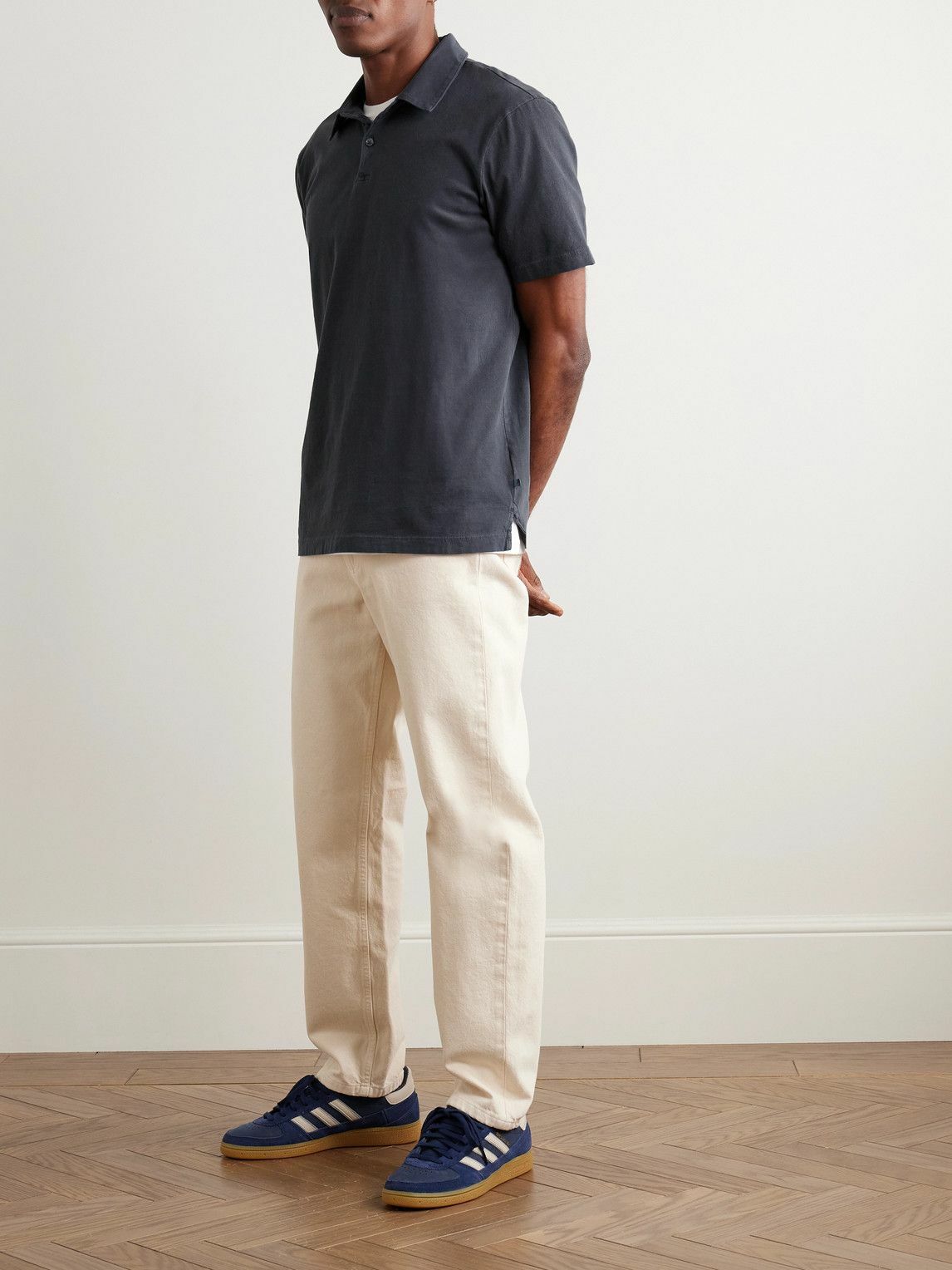 James Perse - Cotton-Jersey Polo Shirt - Blue