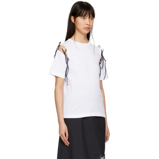 Facetasm SSENSE Exclusive White and Navy Tie T-Shirt