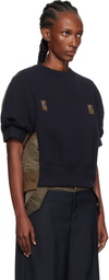 sacai Navy & Khaki Sponge x Nylon Twill Sweatshirt