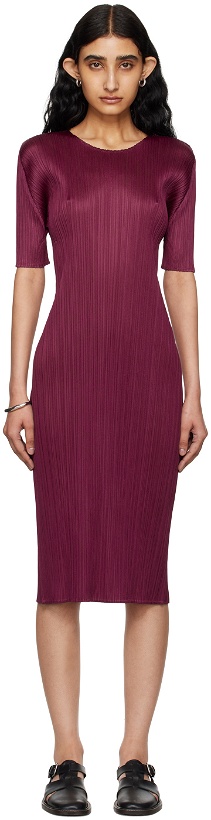Photo: PLEATS PLEASE ISSEY MIYAKE Burgundy Monthly Colors May Midi Dress