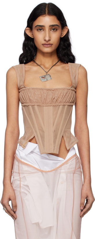 Photo: Dilara Findikoglu Beige Femme Vortex Corset Top