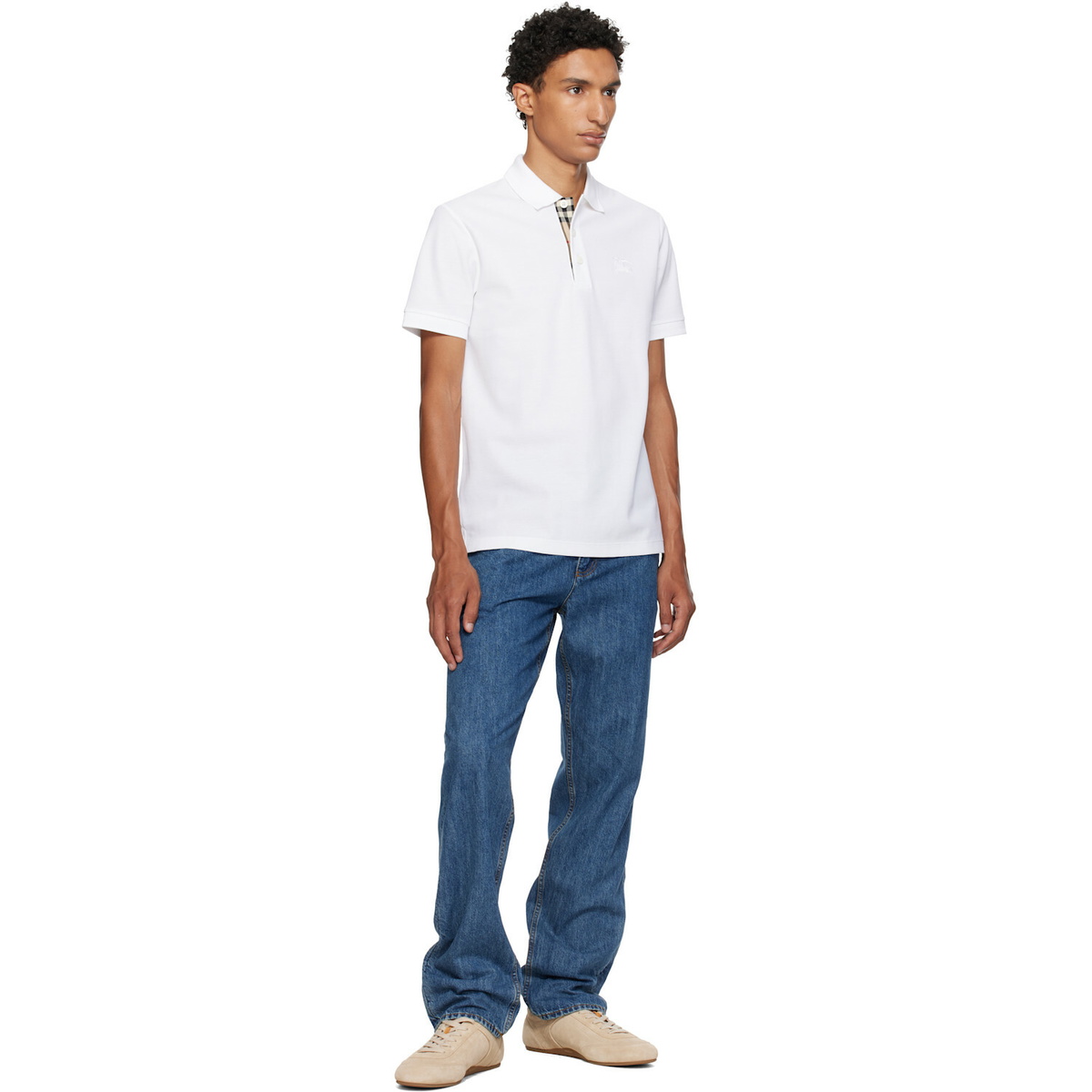 Burberry White Cotton Polo