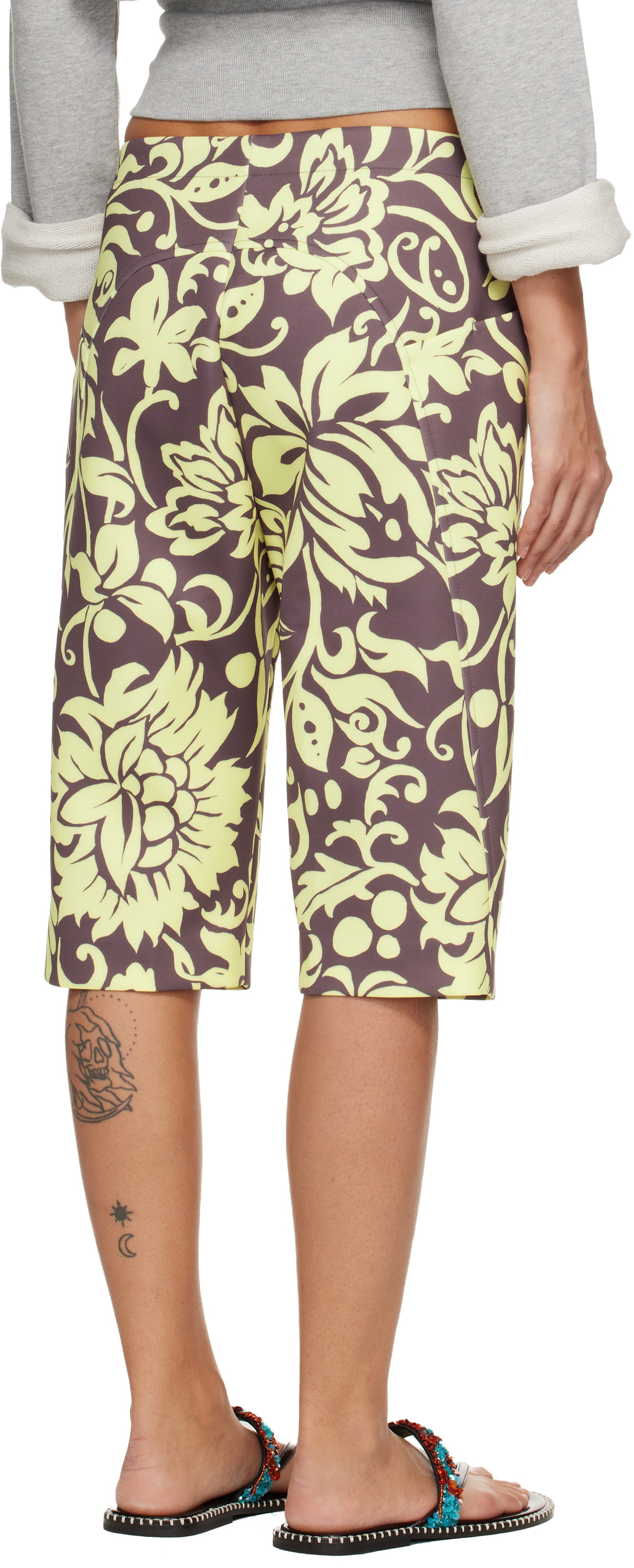 Dries Van Noten Brown & Yellow Patterned Shorts
