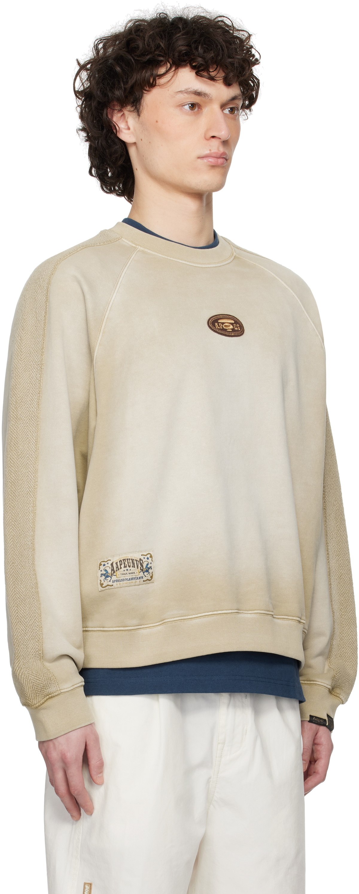 AAPE by A Bathing Ape Beige Main Crewneck Sweatshirt