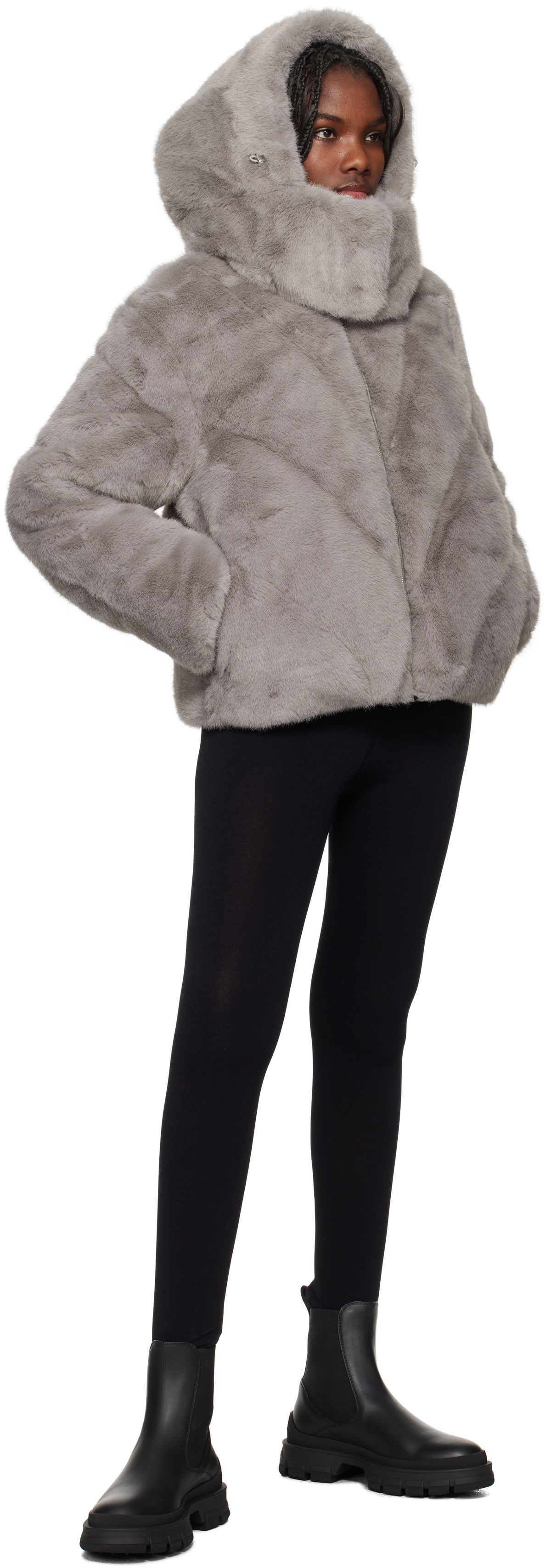 MACKAGE Gray Anik Faux-Fur Down Jacket Mackage