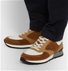 John Lobb - Foundry Suede, Textured-Leather and Mesh Sneakers - Brown