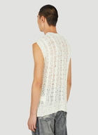 Sheer Cable Knit Sleeveless Sweater in White