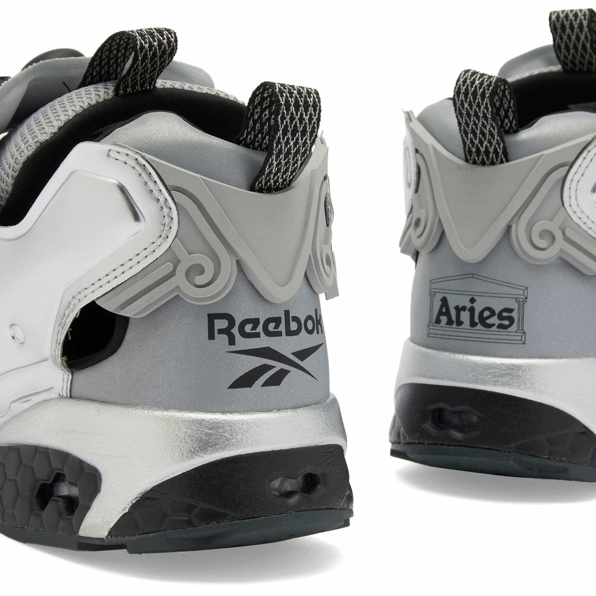 Reebok x ARIES Instapump Fury 94 Sneakers in Silver/Black/Orange