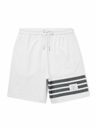 Thom Browne - Straight-Leg Striped Cotton-Piqué Drawstring Shorts - White