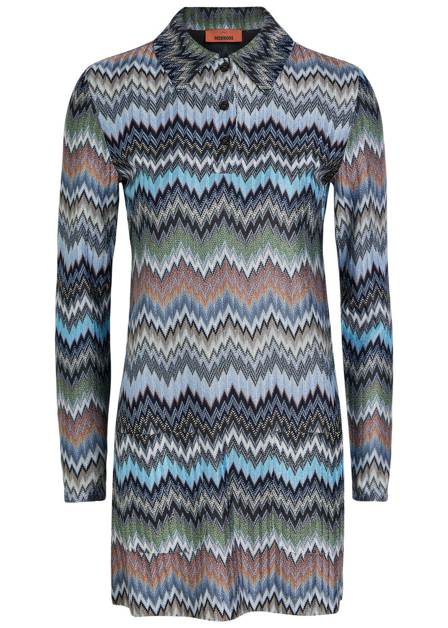 Missoni Zigzag-intarsia Fine-knit Mini Dress Multicoloured