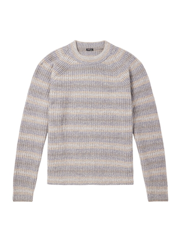 Photo: Kiton - Striped Wool and Cashmere-Blend Sweater - Gray