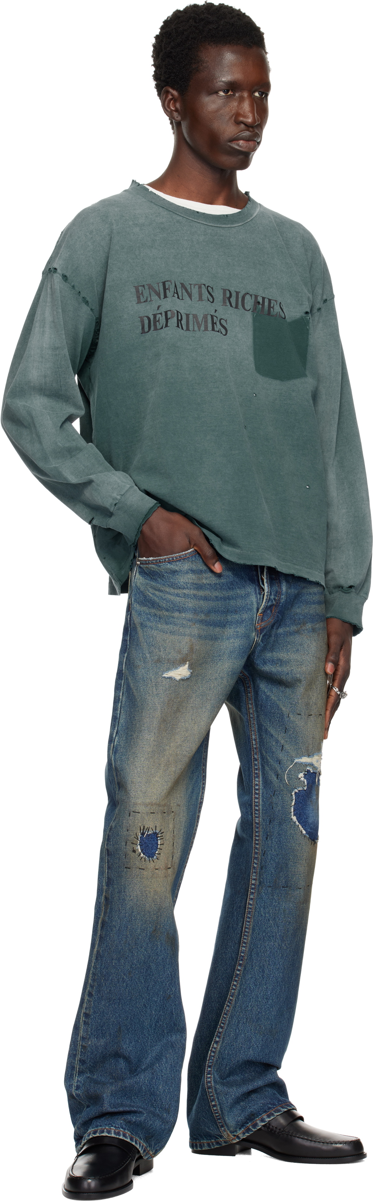Enfants Richés Deprimes ローズ Buy Enfants Riches Déprimés men blue faded rose sweatshirt