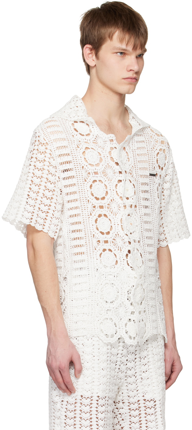 young n sang White Scalloped Shirt