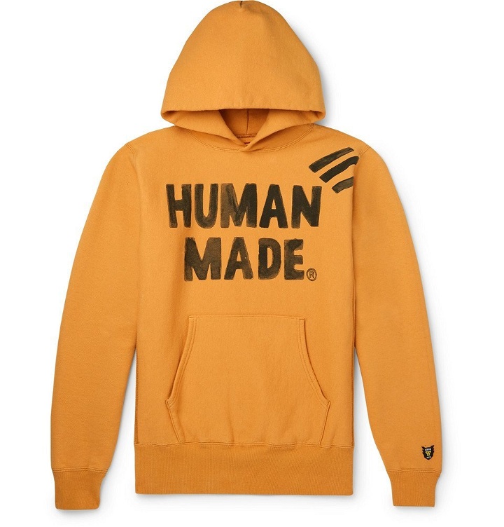 Photo: Human Made - Logo-Print Fleece-Back Cotton-Jersey Hoodie - Orange
