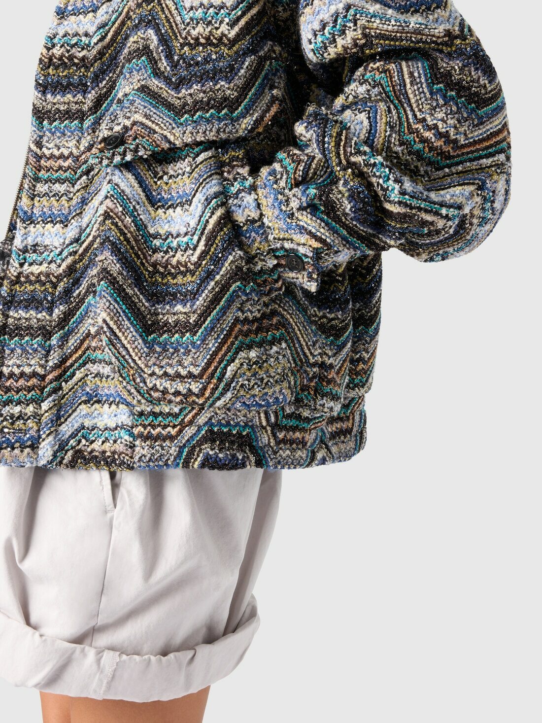 Missoni - Oversized jacket in wool blend zig zag, Women, Multicoloured