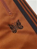 Needles - Bootcut Webbing-Trimmed Logo-Embroidered Tech-Jersey Track Pants - Orange