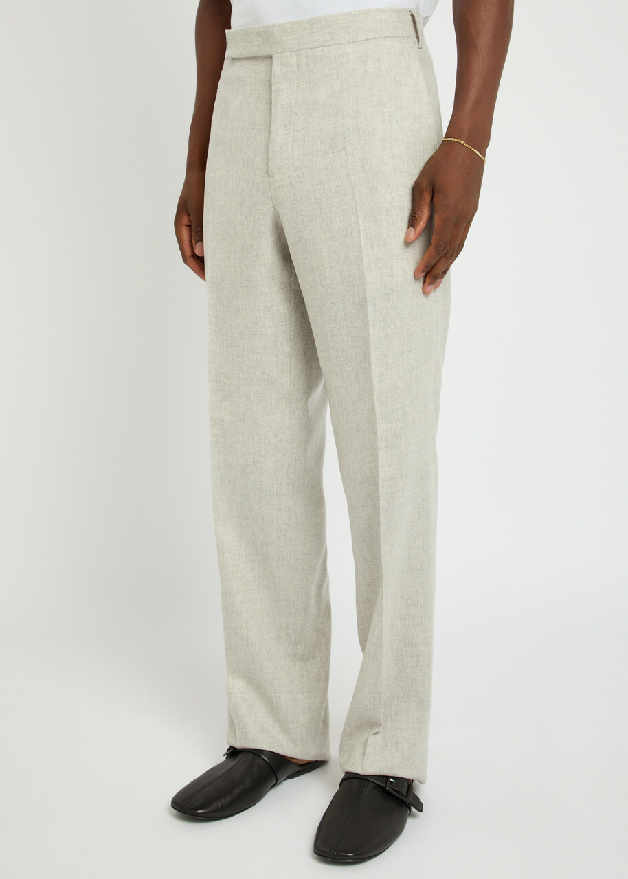 Lardini Wool and Cashmere-blend Trousers Cream
