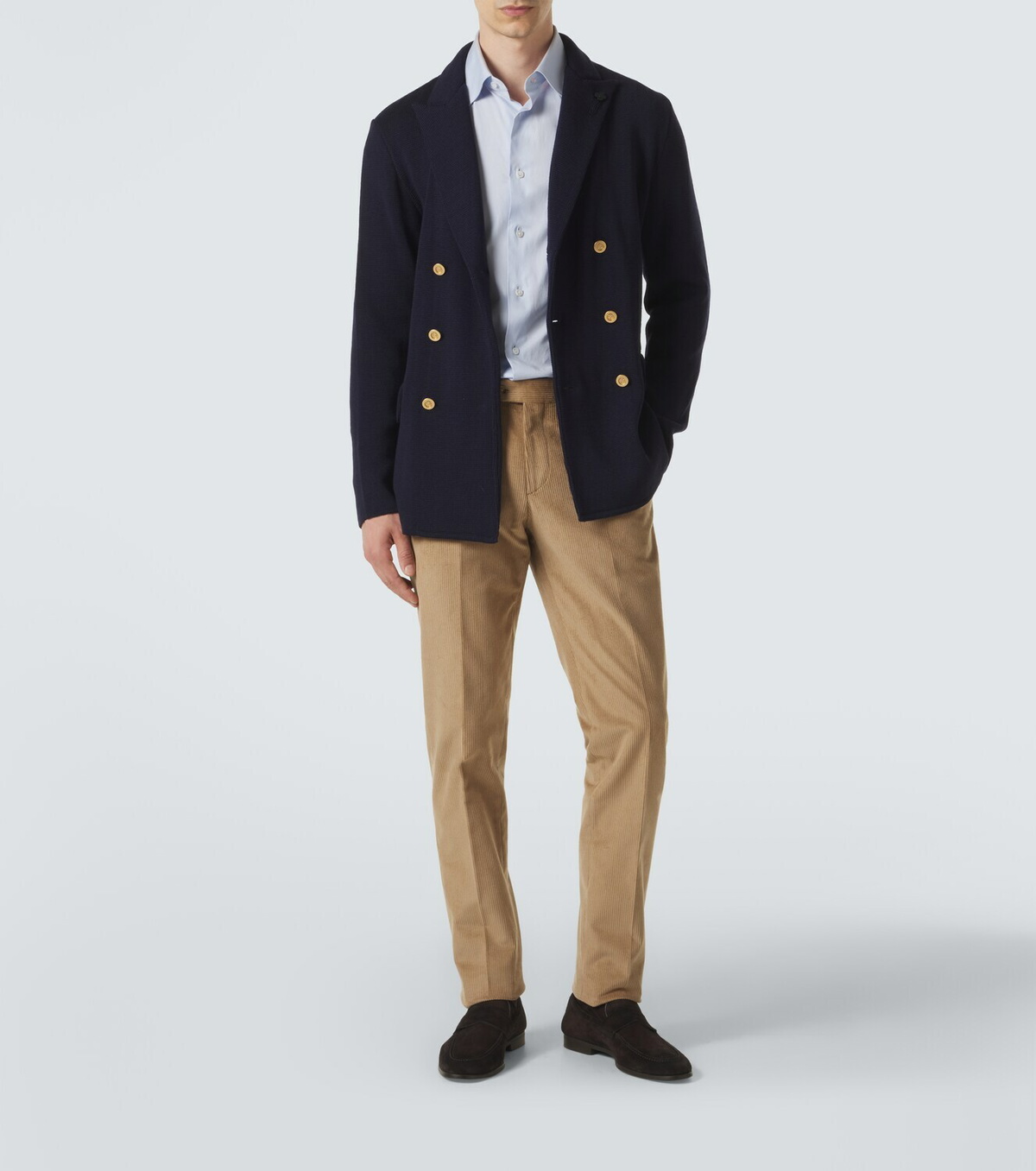 Lardini Double-breasted virgin wool blazer