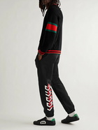 GUCCI - Tapered Logo-Print Cotton-Jersey Sweatpants - Black