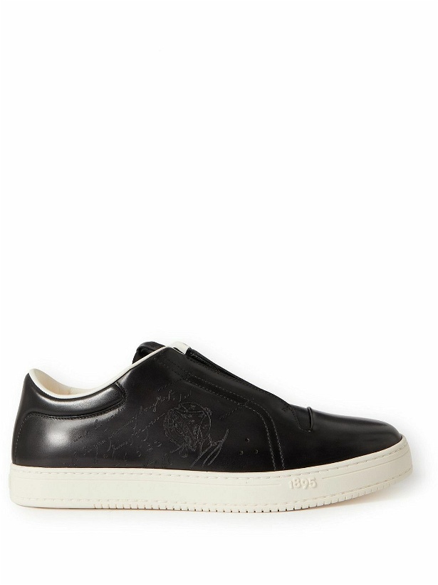 Photo: Berluti - Playtime Scritto Venezia Leather Slip-On Sneakers - Black