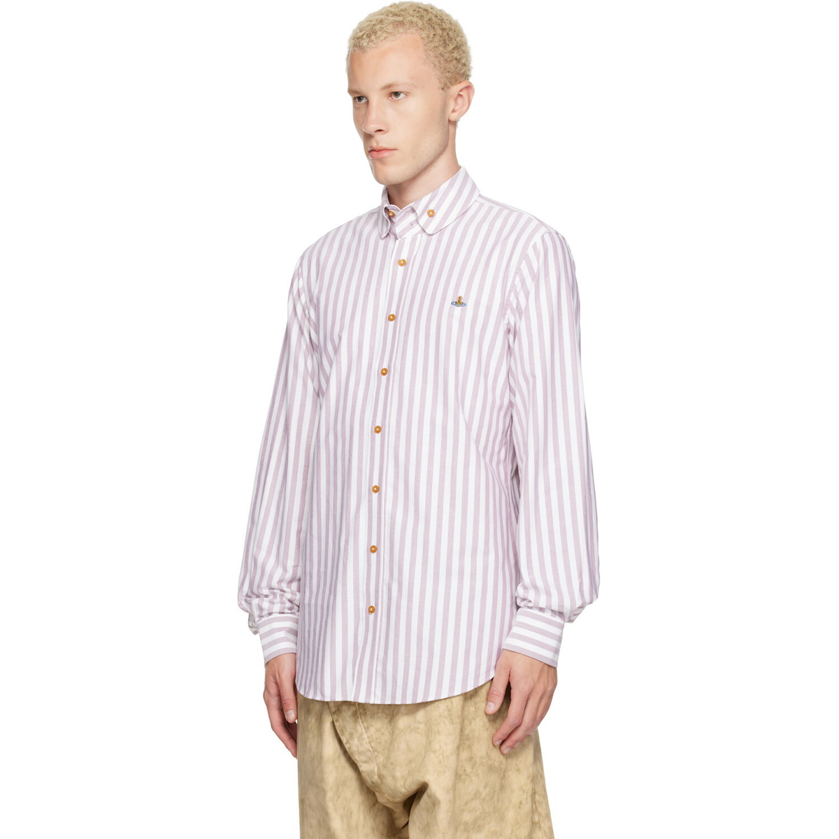 Vivienne Westwood White & Burgundy Two Button Krall Shirt