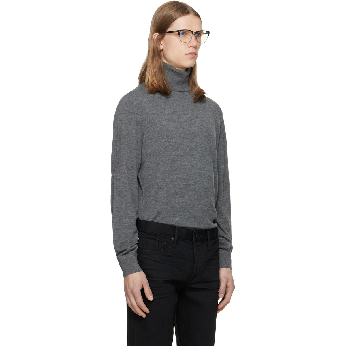 TOM FORD Gray Fine Gauge Pure Wool Turtleneck