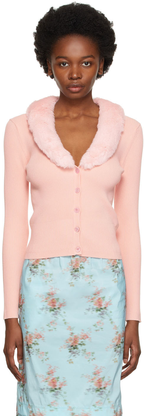 Pink faux deals fur cardigan