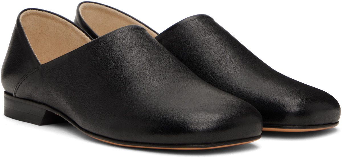 LEMAIRE Black Leather Slippers