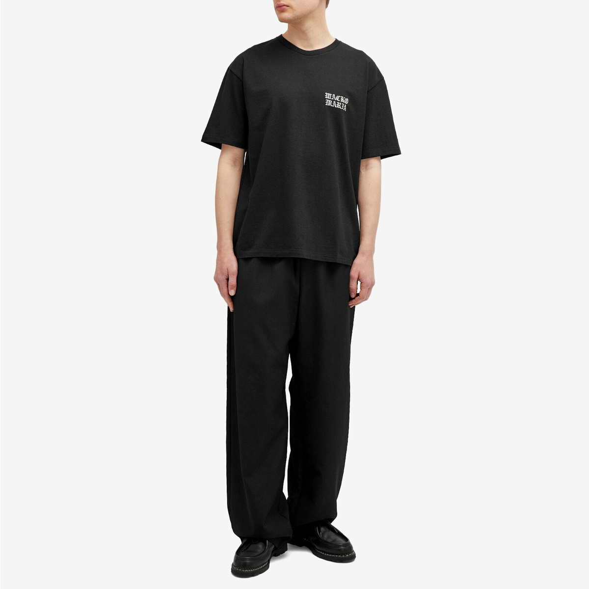 Wacko Maria Men's Washed Heavy Weight Gothic Logo T-Shirt in Black