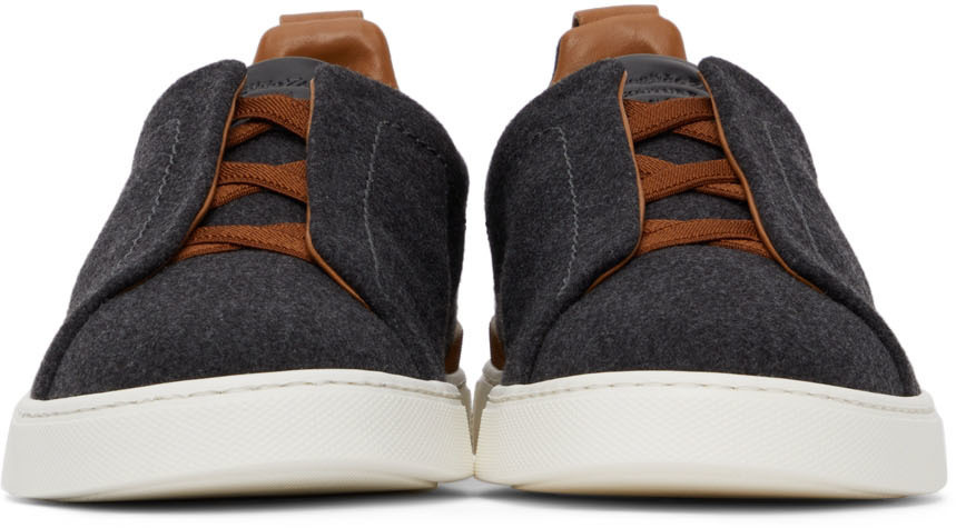 Zegna - Triple Stitch Gray Wool Low Top Sneaker