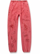 Liberal Youth Ministry - Juvenile Tapered Distressed Printed Cotton-Blend Jersey Sweatpants - Red