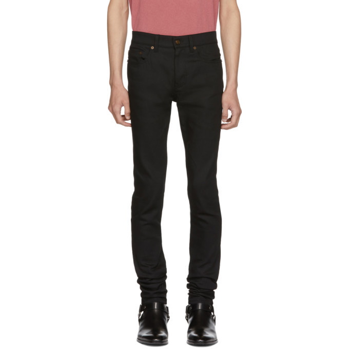 Photo: Saint Laurent Black Raw Low-Rise Skinny Jeans