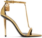 TOM FORD Gold Padlock Heeled Sandals