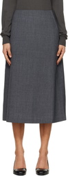 TONYWACK Gray Wool Midi Skirt