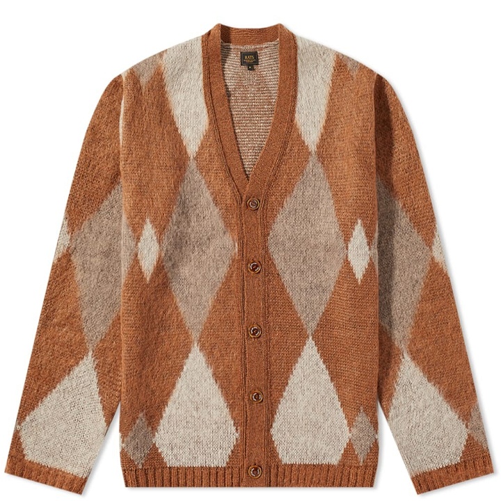 Photo: Rats Men's Argyle Mohair Knit Cardigan in Brown