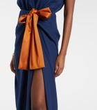 Saint Laurent Bow-detail draped silk satin gown