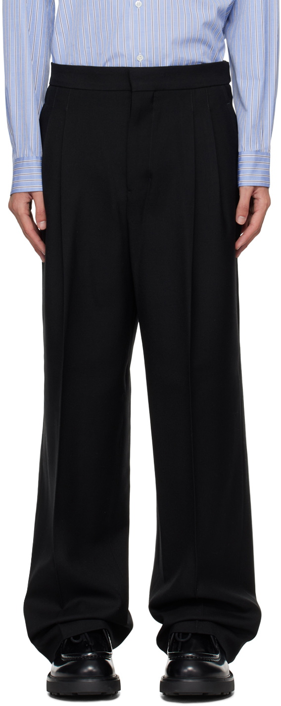 パンツ AMIPARIS Loose fit trousers BLACK AMI PARIS - WIDE BLACK WOOL AND VISCOSE TROUSERS – LE LABO STORE