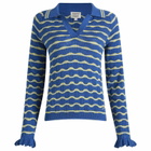 Damson Madder Women's Silvia Cotton Merino Blend Polo Jumper in Blue